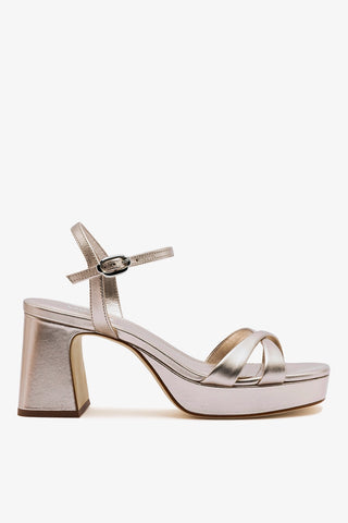 Sandália Plataforma Bianca Low Couro Dourado Sandal Larroudé