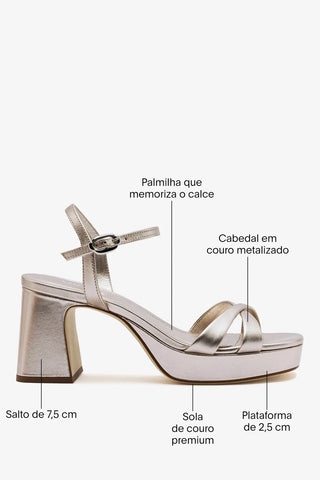 Sandália Plataforma Bianca Low Couro Dourado Sandal Larroudé