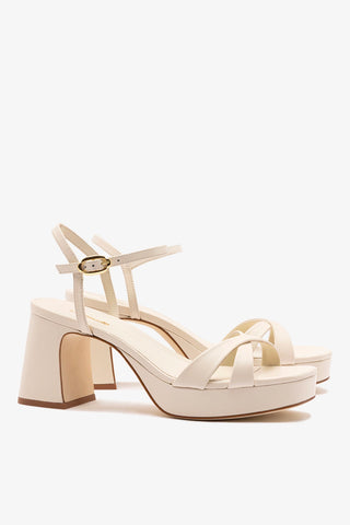 Sandália Plataforma Bianca Low Couro Off White