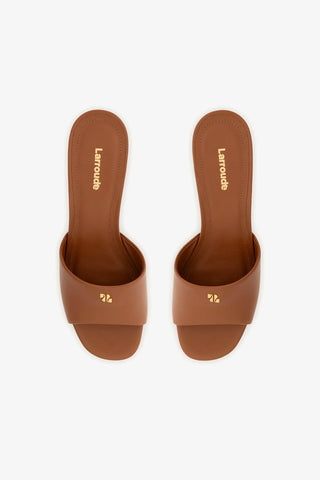 Mule Plataforma Dolly Low Couro Caramelo