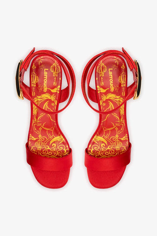 Sandália Plataforma Dolly Verona Low Cetim Vermelho