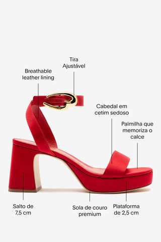 Sandália Plataforma Dolly Verona Low Cetim Vermelho Womens - Shoes - Sandals Larroudé