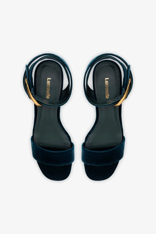 Sandália Dolly Verona Low Veludo Azul