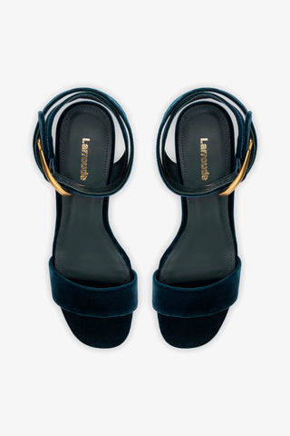 Sandália Dolly Verona Low Veludo Azul