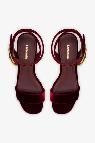 Sandália Dolly Verona Low Veludo Vinho