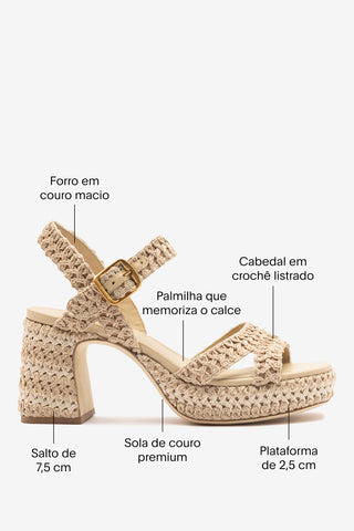 Sandália Jolene Low Crochê Natural Sandal Larroudé