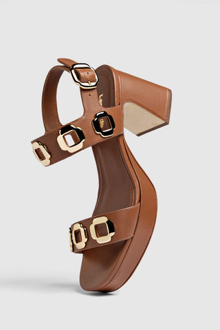 Sandália Milan Dolly Low Couro Caramelo