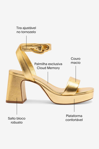 Sandália Dolly Verona Low Couro Dourado