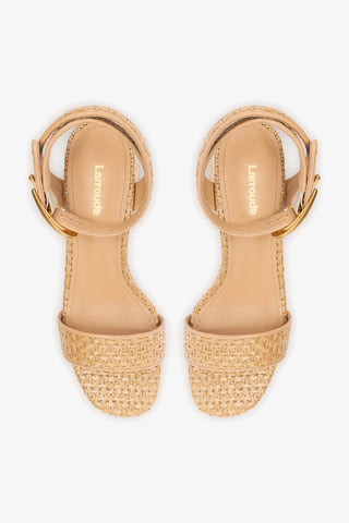 Sandália Dolly Verona Low Ráfia Natural e Couro Bege