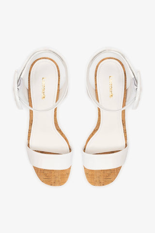 Sandália Dolly Verona Low Couro Verniz Branco e Cortiça