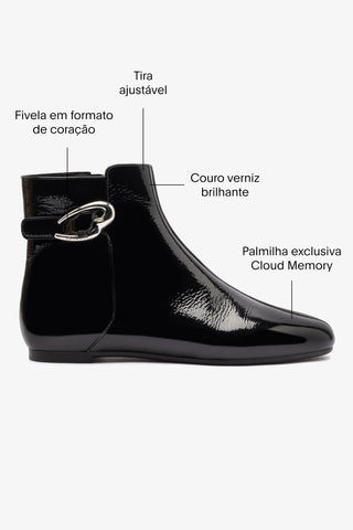 Bota Verona Mini Couro Verniz Preto