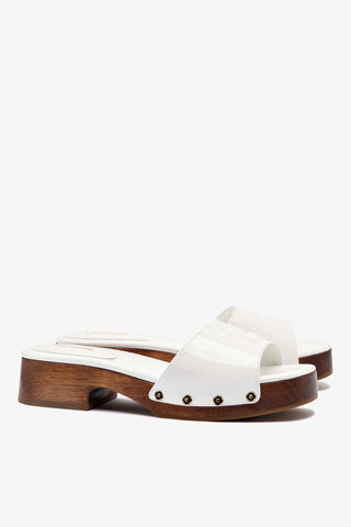 Mule Zuzi Couro Verniz Branco Womens - Shoes - Mules Larroudé