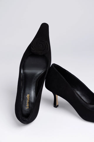 Scarpin Carine Low Camurça Preto