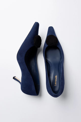 Scarpin Carine Low Camurça Azul