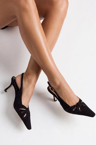 Slingback Kirstin Camurça Preto Pump Larroudé