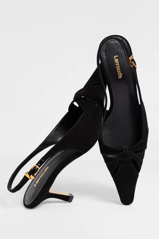Slingback Kirstin Camurça Preto Pump Larroudé