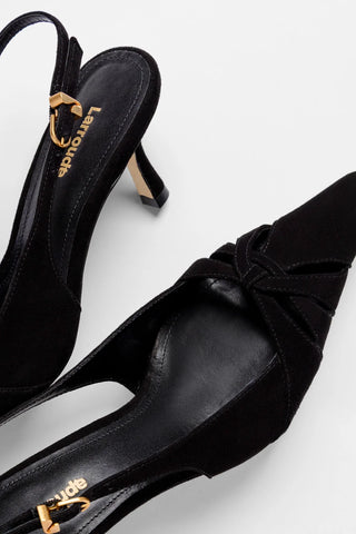 Slingback Kirstin Camurça Preto Pump Larroudé