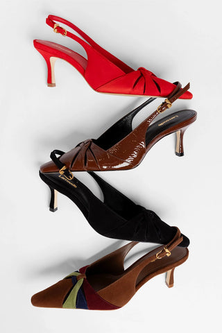 Slingback Kirstin Camurça Preto Pump Larroudé