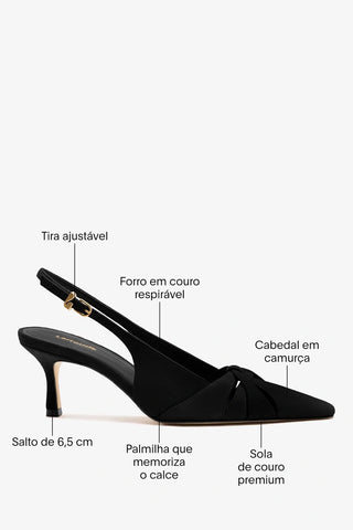 Slingback Kirstin Camurça Preto Pump Larroudé