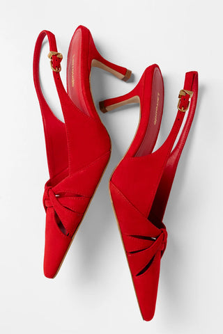 Slingback Kirstin Camurça Vermelho Pump Larroudé