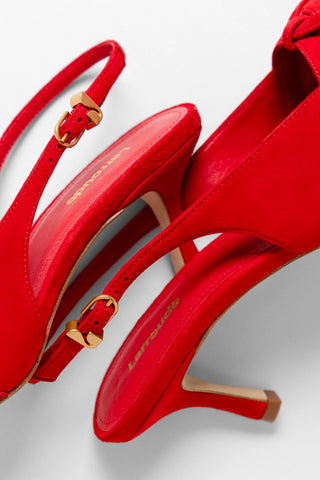 Slingback Kirstin Camurça Vermelho Pump Larroudé