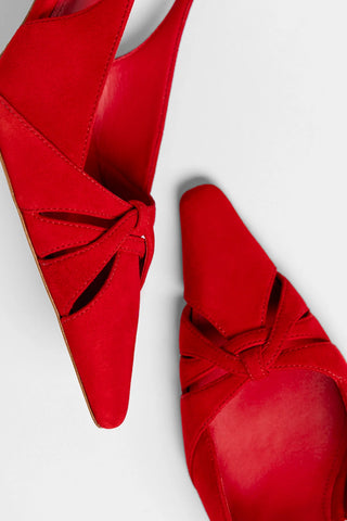 Slingback Kirstin Camurça Vermelho Pump Larroudé
