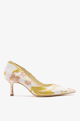 Larroudé by Markarian: Scarpin Brocado Floral Off White Pump Larroudé