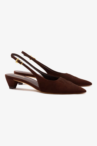 Slingback Kaitlan LL Low Camurça Marrom