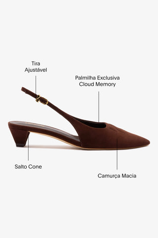 Slingback Kaitlan LL Low Camurça Marrom