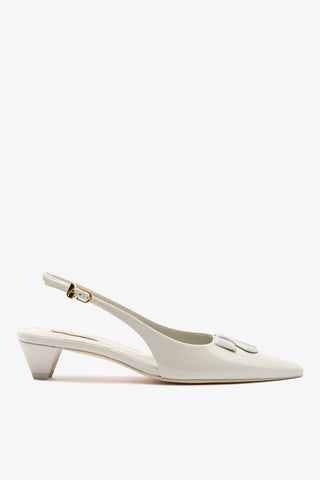 Slingback Kaitlan LL Low Couro Verniz Cinza