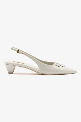 Slingback Kaitlan LL Low Couro Verniz Cinza
