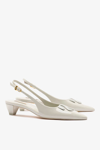 Slingback Kaitlan LL Low Couro Verniz Cinza