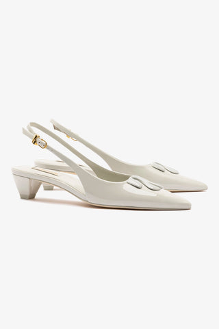 Slingback Kaitlan LL Low Couro Verniz Cinza