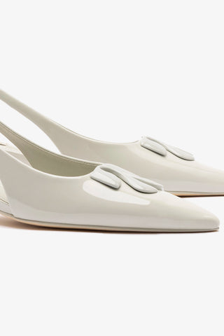 Slingback Kaitlan LL Low Couro Verniz Cinza