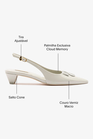 Slingback Kaitlan LL Low Couro Verniz Cinza