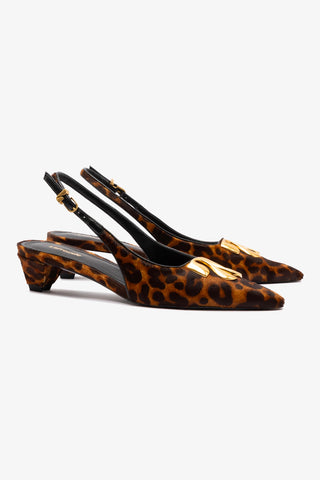Slingback Kaitlan LL Low Couro Leopardo