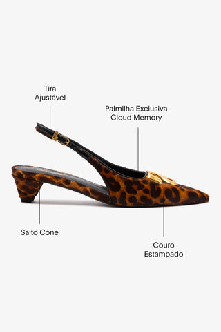 Slingback Kaitlan LL Low Couro Leopardo