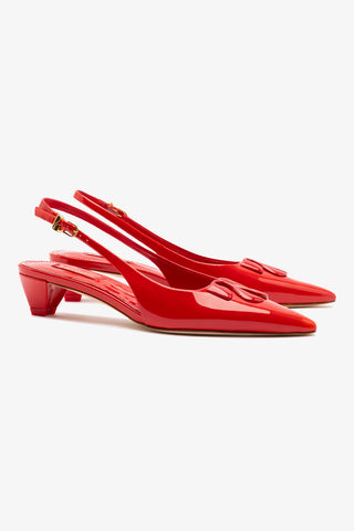 Slingback Kaitlan LL Low Couro Verniz Vermelho