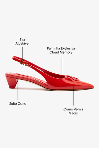 Slingback Kaitlan LL Low Couro Verniz Vermelho