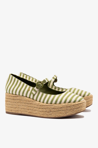 Flatform Blair Lona Listrada Verde e Natural
