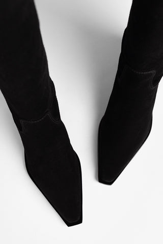 Bota Florencia Camurça Preto Boot Larroudé
