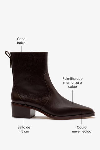 Bota Florencia Low Couro Marrom