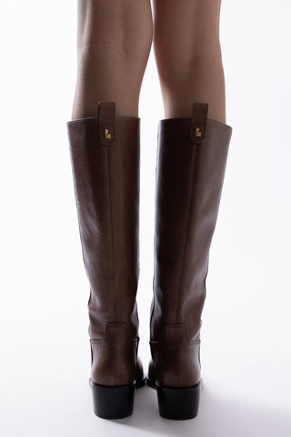 Bota Florencia Couro Marrom Boot Larroudé