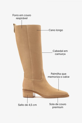 Bota Florencia Camurça Caramelo Boot Larroudé