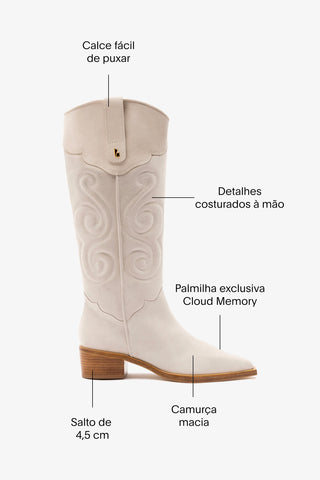 Bota Paloma Camurça Cinza Womens - Shoes - Boots Larroudé