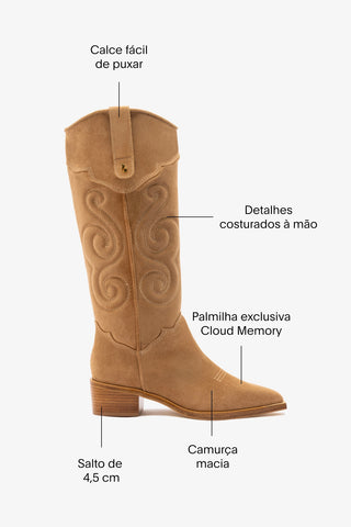 Bota Paloma Camurça Caramelo