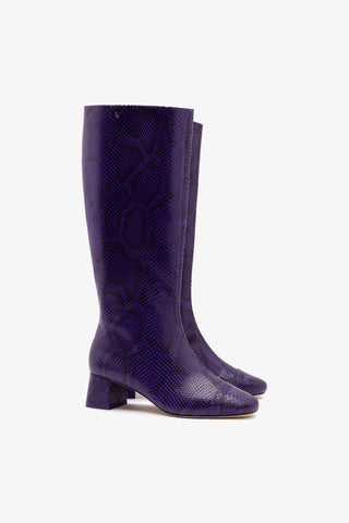 Bota Edie Couro Cobra Roxo Womens - Shoes - Boots Larroudé