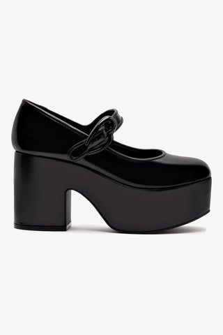Scarpin Plataforma Verona Couro Preto