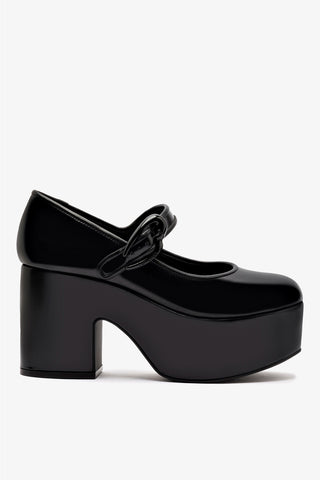 Scarpin Plataforma Verona Couro Preto