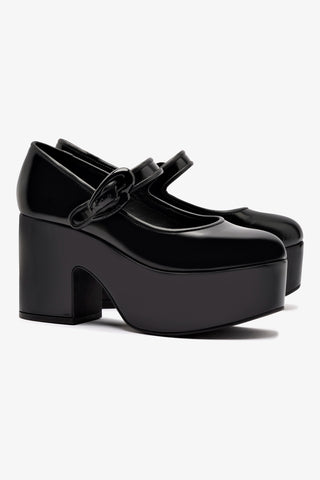 Scarpin Plataforma Verona Couro Preto